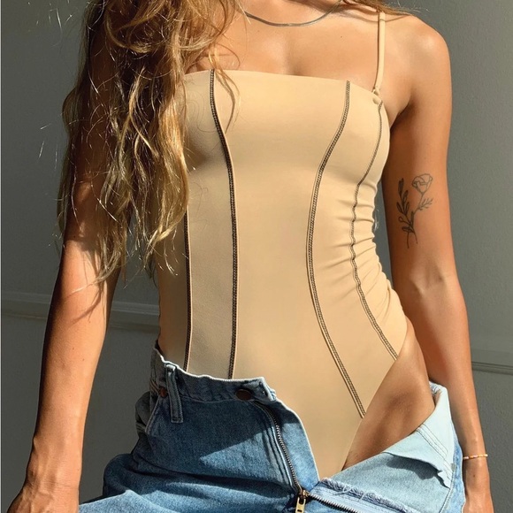 NWOT banshee iz one piece swim suit tan - Picture 3 of 4